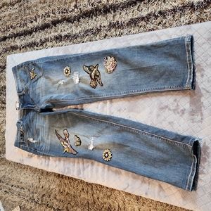 Straight leg bedazzled jeans